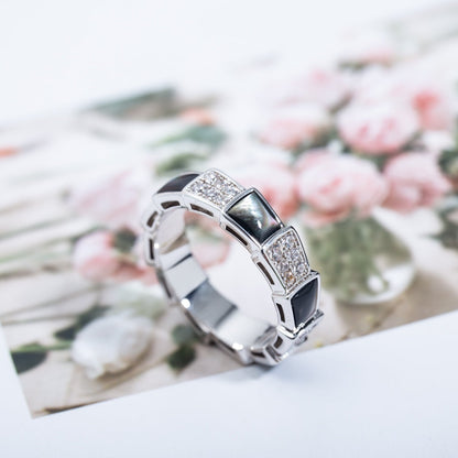 [Amore Jewelry]SERPENTI RING SILVER DIAMOND BLACK MOP 4MM