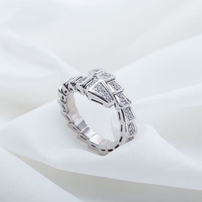 [Amore Jewelry]SERPENTI RING SILVER DIAMOND PAVED 4MM