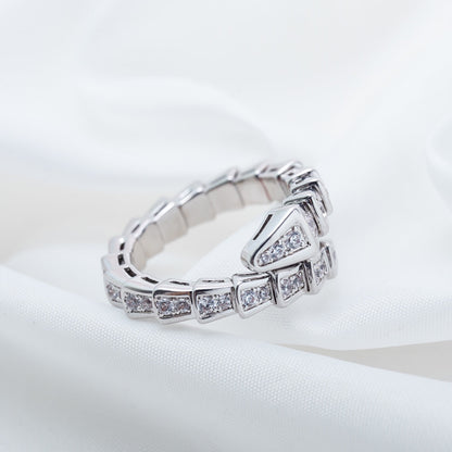 [Amore Jewelry]SERPENTI RING SILVER DIAMOND PAVED 4MM