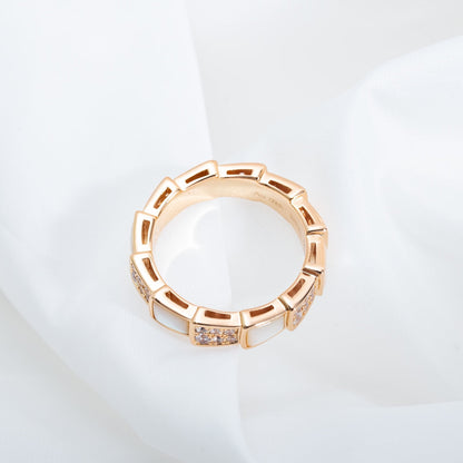 [Amore Jewelry]SERPENTI RING PINK GOLD MOP DIAMOND PAVED 4MM