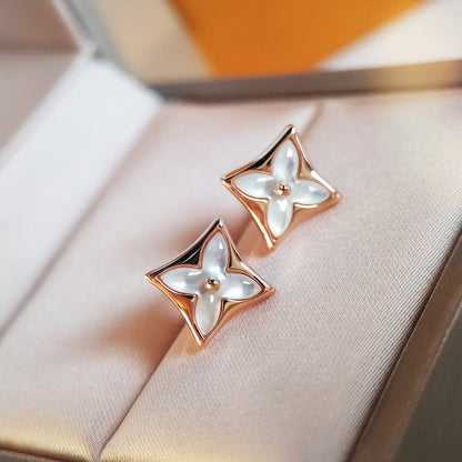 [Amore Jewelry]STAR MOP PINK GOLD EARRINGS
