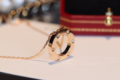 [Amore Jewelry]LOVE NECKLACE 16MM 6 DIAMONDS PINK GOLD