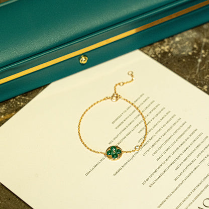 [Amore Jewelry]SUN MALACHITE 1 DIAMOND PINK GOLD BRACELET