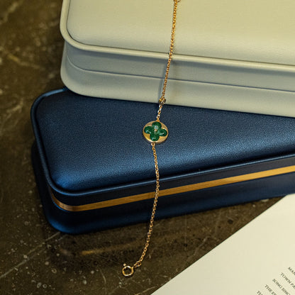 [Amore Jewelry]SUN MALACHITE 1 DIAMOND PINK GOLD BRACELET