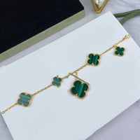 [Amore Jewelry]MAGIC CLOVER MALACHITE GOLD BRACELET 5 MOTIFS
