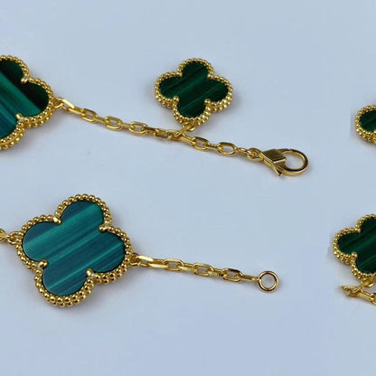 [Amore Jewelry]MAGIC CLOVER MALACHITE GOLD BRACELET 5 MOTIFS