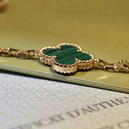 [Amore Jewelry]CLOVER 5 MOTIFS MALACHITE BRACELET