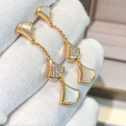 [Amore Jewelry]DREAM EARRINGS 3 MOTIFS DIAMOND MOP PINK GOLD