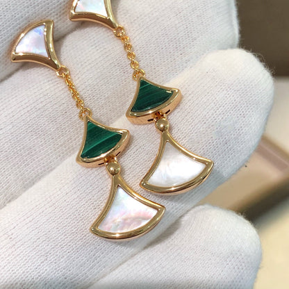 [Amore Jewelry]DREAM EARRINGS 3 MOTIFS MALACHITE MOP PINK GOLD
