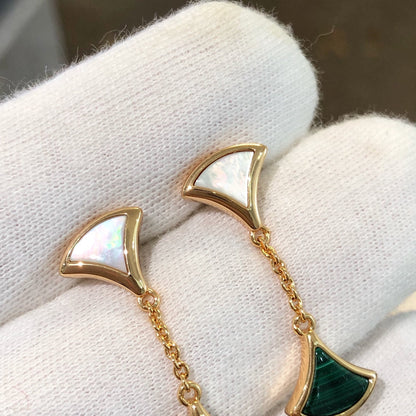 [Amore Jewelry]DREAM EARRINGS 3 MOTIFS MALACHITE MOP PINK GOLD