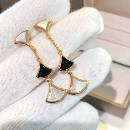 [Amore Jewelry]DREAM EARRINGS 3 MOTIFS ONYX MOP PINK GOLD