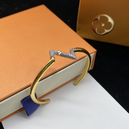 [Amore Jewelry]VOLTE UPSITE DOWN DIAMOND GOLD OPEN BRACELET