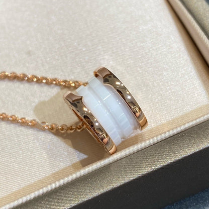 [Amore Jewelry]ZERO 1 WHITE CERAMIC PINK GOLD NECKLACE