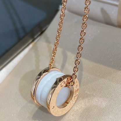 [Amore Jewelry]ZERO 1 WHITE CERAMIC PINK GOLD NECKLACE