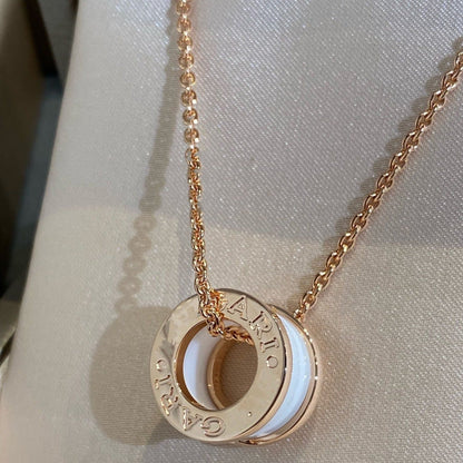 [Amore Jewelry]ZERO 1 WHITE CERAMIC PINK GOLD NECKLACE