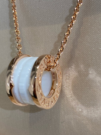 [Amore Jewelry]ZERO 1 WHITE CERAMIC PINK GOLD NECKLACE