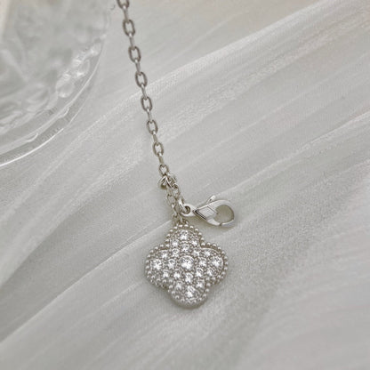 [Amore Jewelry]CLOVER 5 MOTIFS SILVER DIAMONDS NECKLACE