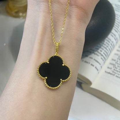 [Amore Jewelry]CLOVER 25MM NECKLACE GOLD ONYX