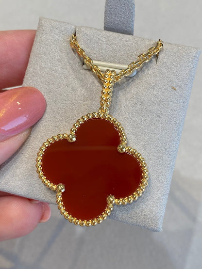 [Amore Jewelry]CLOVER 25MM NECKLACE GOLD CARNELIAN