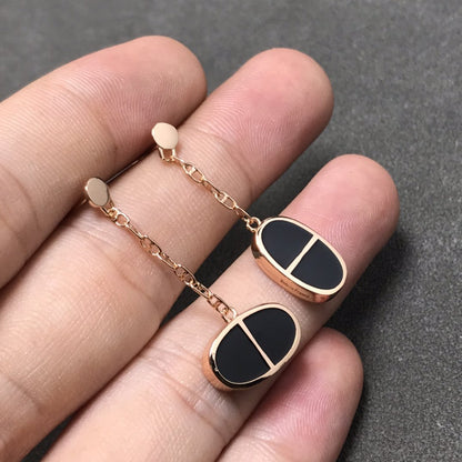 [Amore Jewelry]CHAINE VERSO BLACK CERAMIC SILVER EARRINGS