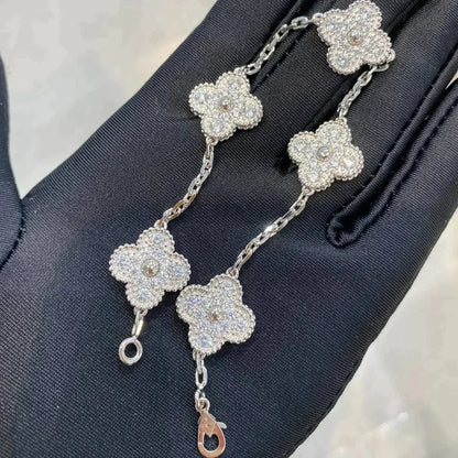 [Amore Jewelry]CLOVER 5 MOTIFS  DIAMOND BRACELET SILVER