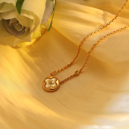 [Amore Jewelry]SUN PEDANT PINK GOLD 1 DIAMOND NECKLACE