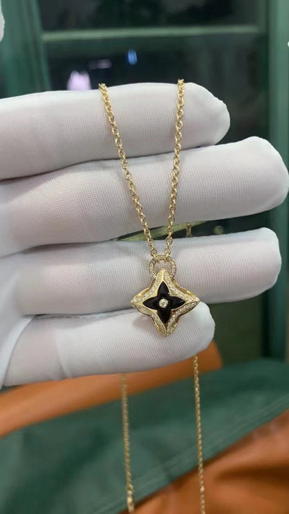 [Amore Jewelry]STAR PEDANT PINK GOLD DIAMOND NECKLACE
