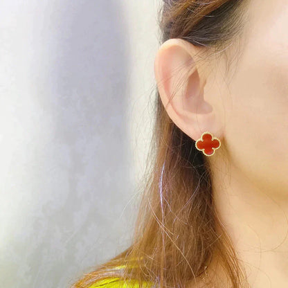 [Amore Jewelry]CLOVER MEDIUM 1 MOTIFS CARNELIAN  EARRINGS