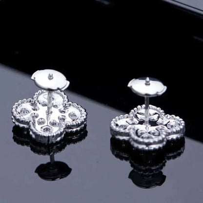[Amore Jewelry]CLOVER 1 MOTIFS DIAMOND STUD EARRINGS SILVER