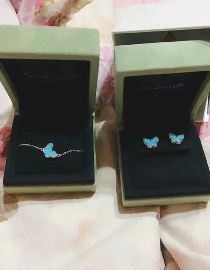 [Amore Jewelry]BUTTERFLY TURQUOISE EARRINGS SILVER