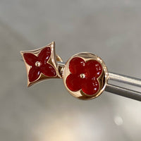 [Amore Jewelry]STAR AND SUN PINK GOLD CARNELIAN STUD EARRINGS