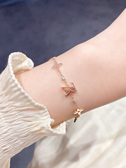 [Amore Jewelry]STAR AND SUN 7 MOTIFS GOLD BRACELET