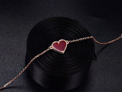 [Amore Jewelry]HEART CARNELIAN PINK GOLD BRACELET