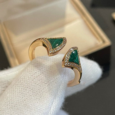 [Amore Jewelry]DREAM MALACHITE DIAMOND OPEN RING