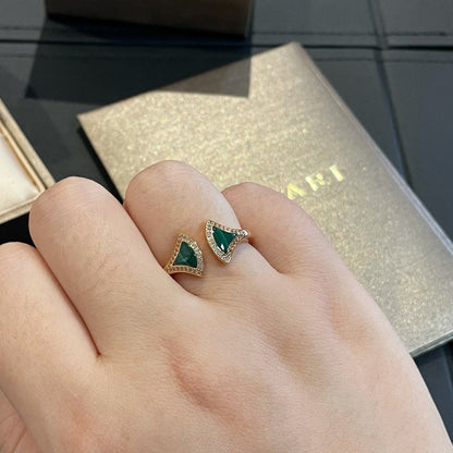 [Amore Jewelry]DREAM MALACHITE DIAMOND OPEN RING
