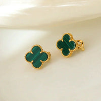 [Amore Jewelry]CLOVER MEDIUM 1 MOTIFS MALACHITE  EARRINGS