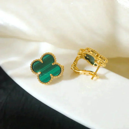 [Amore Jewelry]CLOVER MEDIUM 1 MOTIFS MALACHITE  EARRINGS