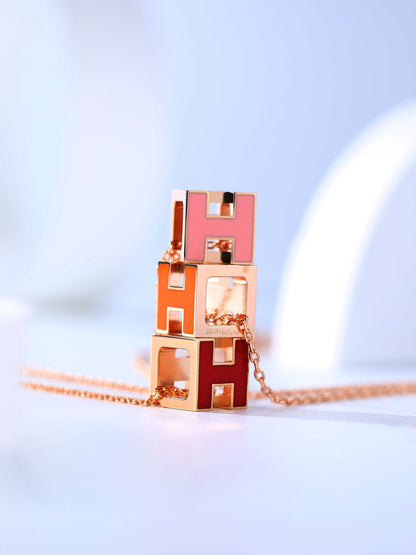 [Amore Jewelry]H CAGE PINK GOLD NECKLACE