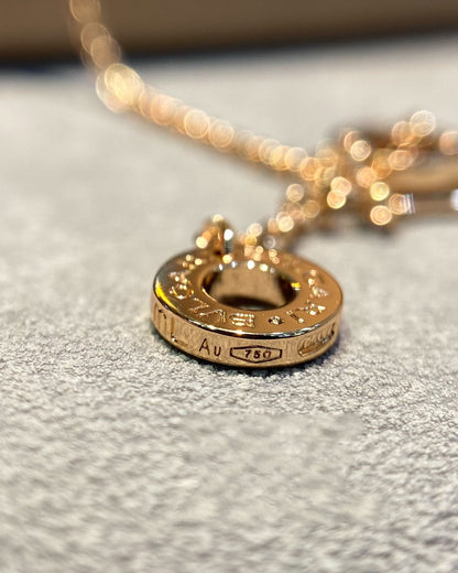 [Amore Jewelry]DREAM MALACHITE DIAMOND PAVED PINK GOLD NECKLACE