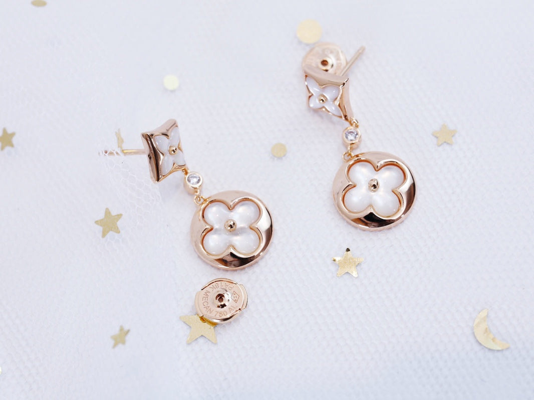 [Amore Jewelry]STAR AND SUN PINK GOLD MOP DROP EARRINGS