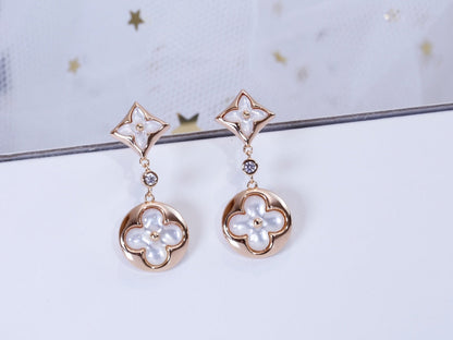 [Amore Jewelry]STAR AND SUN PINK GOLD MOP DROP EARRINGS