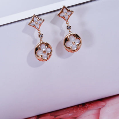 [Amore Jewelry]STAR AND SUN PINK GOLD MOP DROP EARRINGS