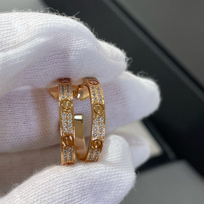 [Amore Jewelry]LOVE DIAMOND PINK GOLD HOOP EARRINGS