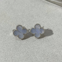 [Amore Jewelry]CLOVER CHALCEDONY SILVER STUD EARRINGS