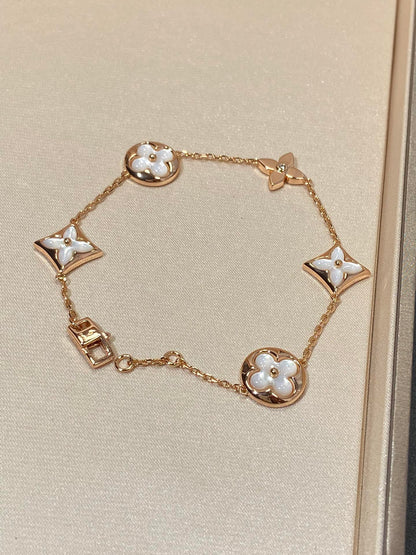 [Amore Jewelry]STAR AND SUN 5 MOTIF MOP PINK GOLD BRACELET