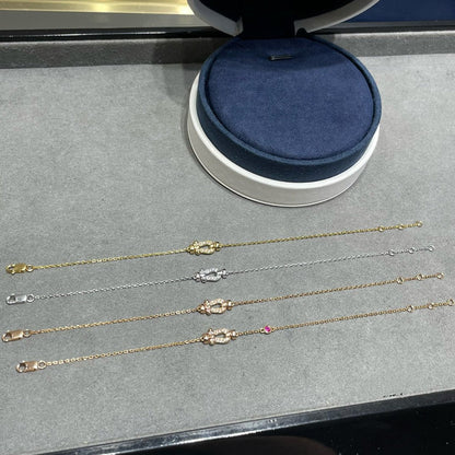 [Amore Jewelry]FORCE 10 DIAMOND CHAIN LINK PINK GOLD BRACELET