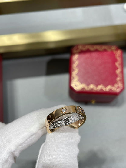 [Amore Jewelry]LOVE PINK GOLD SILVER DIAMOND DOUBLE RING