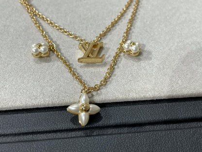[Amore Jewelry]FLOWERGRAM GOLD MOP DOUBLE ROW NECKLACE