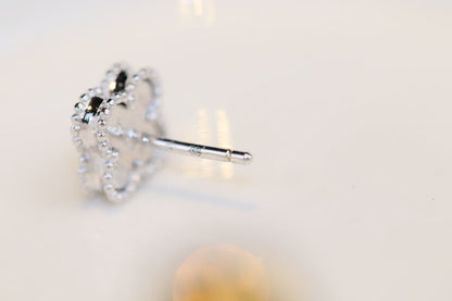 [Amore Jewelry]CLOVER MINI TURQUOISE SILVER STUD EARRINGS