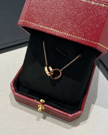 [Amore Jewelry]LOVE NECKLACE DOUBLE RING PINK GOLD